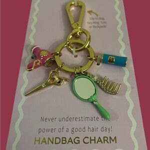 Gold and Multicolor Hair Styling Handbag Charm